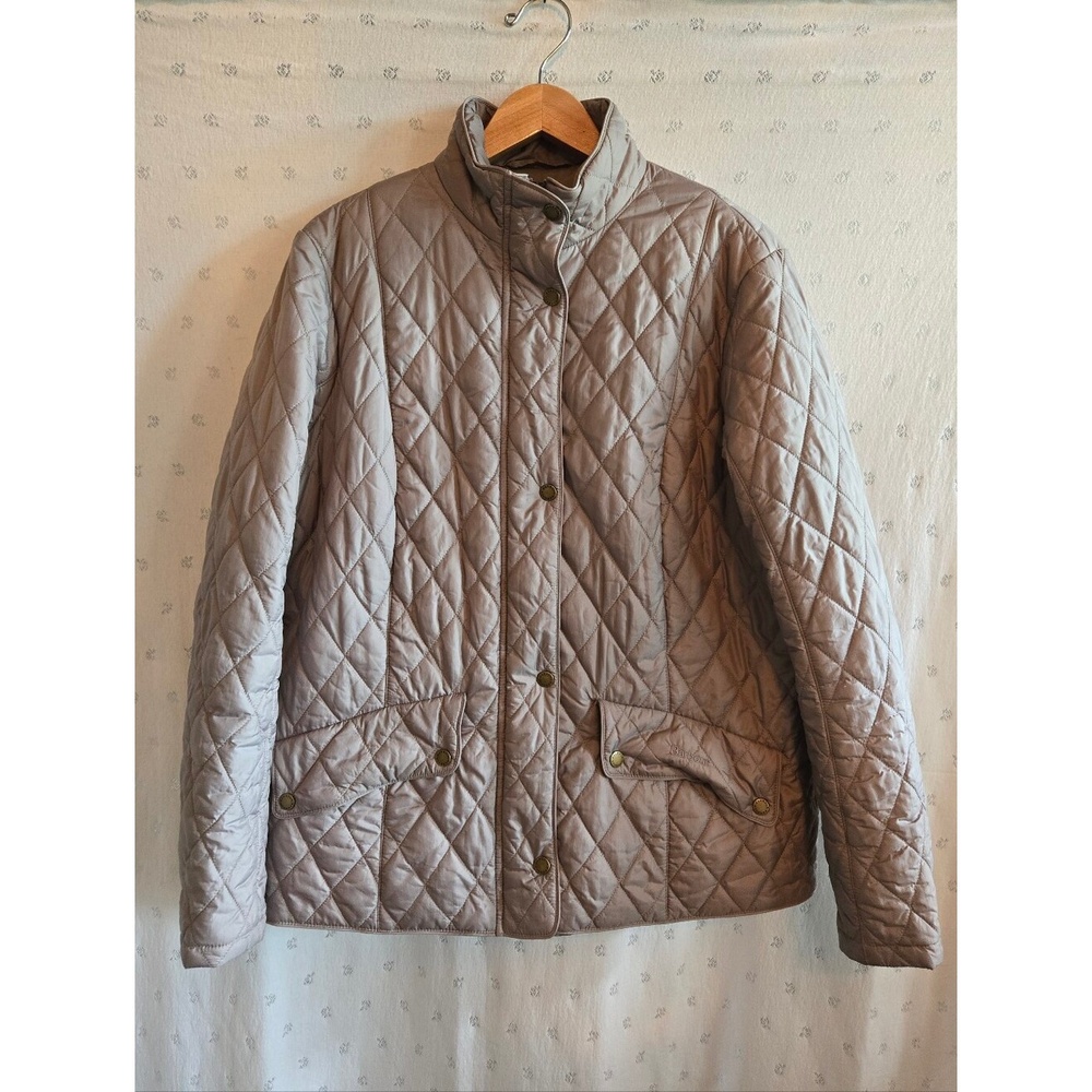 Barbour Quilted Jacket Taupe Grey Size 16